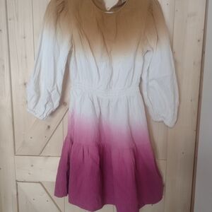 Universal Thread Girls Ombre Brown Pink Tiered Cotton Dress